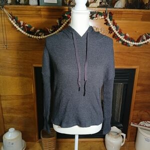 lett Bari Hoodie Charcoal Grey Ribbed Knit Sweater